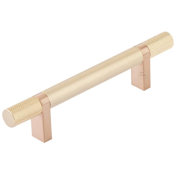 Emtek - Select Bar Cabinet Pull 4 Inch C-C, Rectangular Bar Stem, Knurled Bar