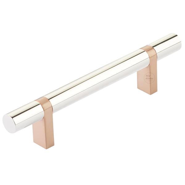 Emtek - Select Bar Cabinet Pull 4 Inch C-C, Rectangular Bar Stem, Smooth Bar