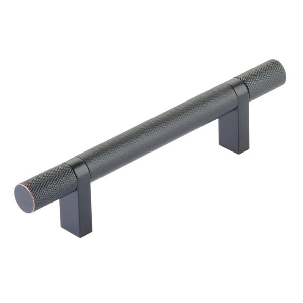 Emtek - Select Bar Cabinet Pull 4 Inch C-C, Rectangular Bar Stem, Knurled Bar