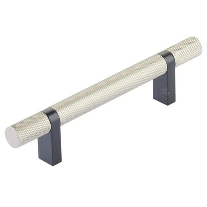 Emtek - Select Bar Cabinet Pull 4 Inch C-C, Rectangular Bar Stem, Knurled Bar
