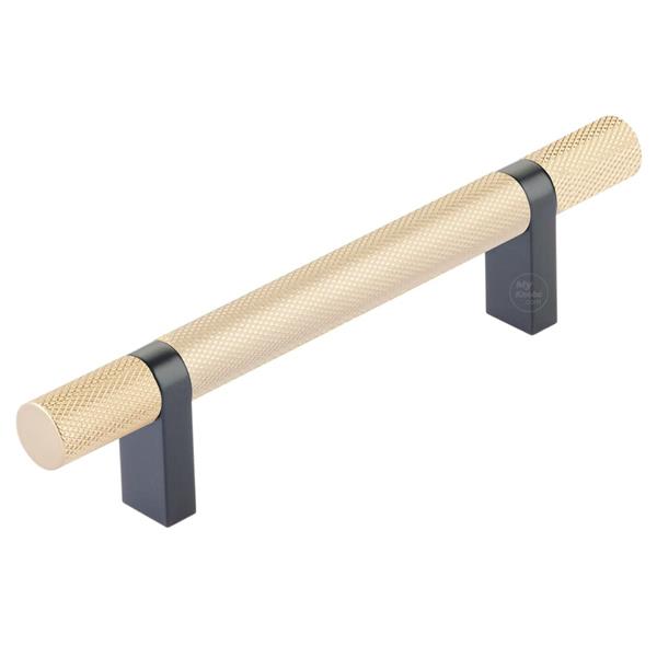 Emtek - Select Bar Cabinet Pull 4 Inch C-C, Rectangular Bar Stem, Knurled Bar