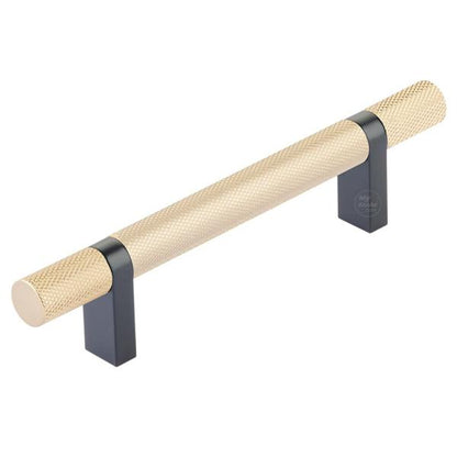 Emtek - Select Bar Cabinet Pull 4 Inch C-C, Rectangular Bar Stem, Knurled Bar