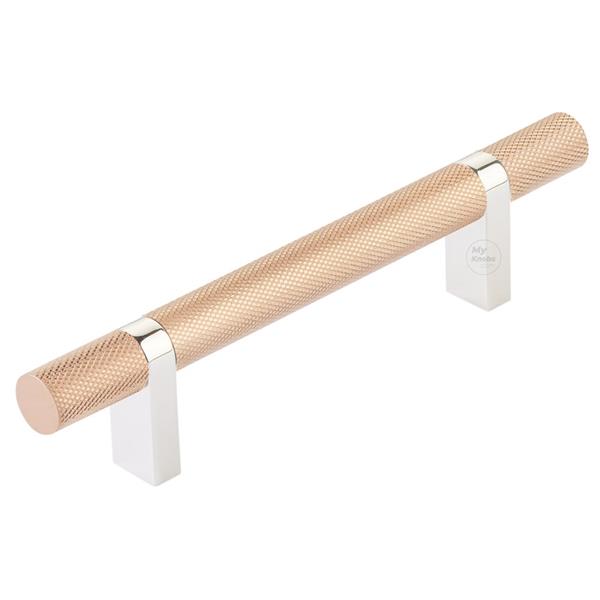 Emtek - Select Bar Cabinet Pull 4 Inch C-C, Rectangular Bar Stem, Knurled Bar