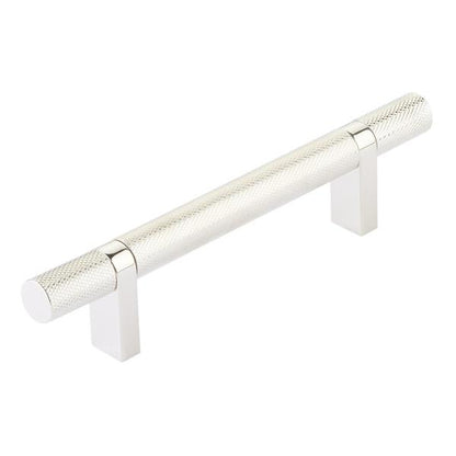 Emtek - Select Bar Cabinet Pull 4 Inch C-C, Rectangular Bar Stem, Knurled Bar