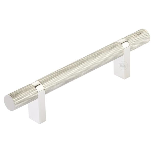 Emtek - Select Bar Cabinet Pull 4 Inch C-C, Rectangular Bar Stem, Knurled Bar