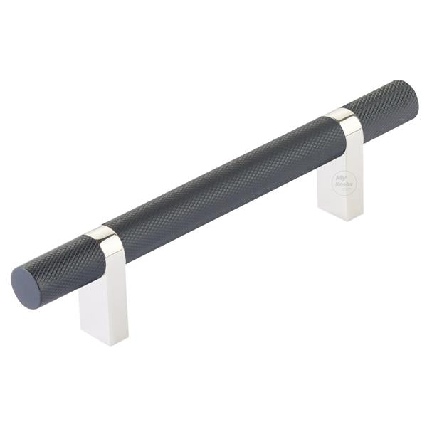 Emtek - Select Bar Cabinet Pull 4 Inch C-C, Rectangular Bar Stem, Knurled Bar