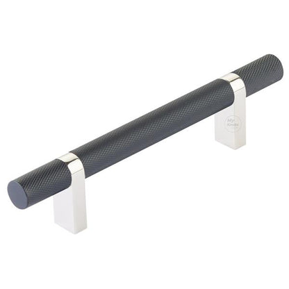 Emtek - Select Bar Cabinet Pull 4 Inch C-C, Rectangular Bar Stem, Knurled Bar