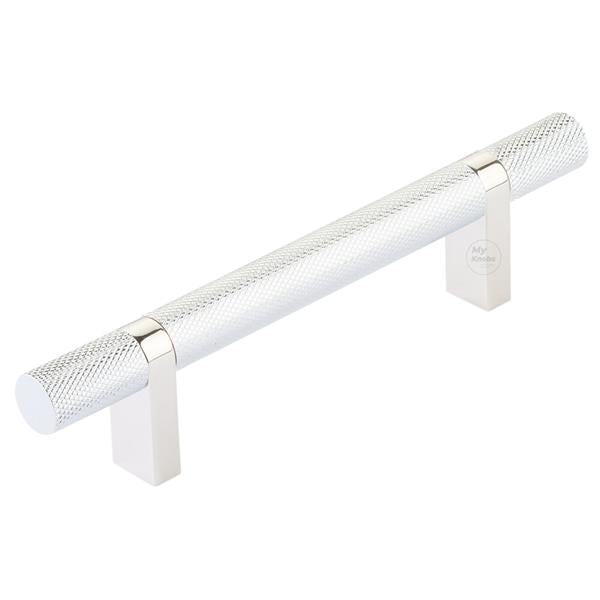 Emtek - Select Bar Cabinet Pull 4 Inch C-C, Rectangular Bar Stem, Knurled Bar