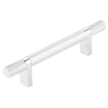 Emtek - Select Bar Cabinet Pull 4 Inch C-C, Rectangular Bar Stem, Knurled Bar