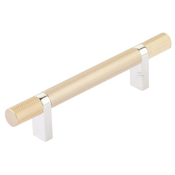 Emtek - Select Bar Cabinet Pull 4 Inch C-C, Rectangular Bar Stem, Knurled Bar