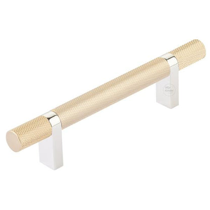 Emtek - Select Bar Cabinet Pull 4 Inch C-C, Rectangular Bar Stem, Knurled Bar