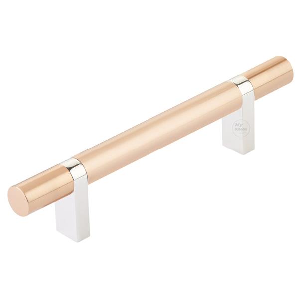 Emtek - Select Bar Cabinet Pull 4 Inch C-C, Rectangular Bar Stem, Smooth Bar