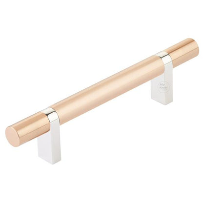 Emtek - Select Bar Cabinet Pull 4 Inch C-C, Rectangular Bar Stem, Smooth Bar