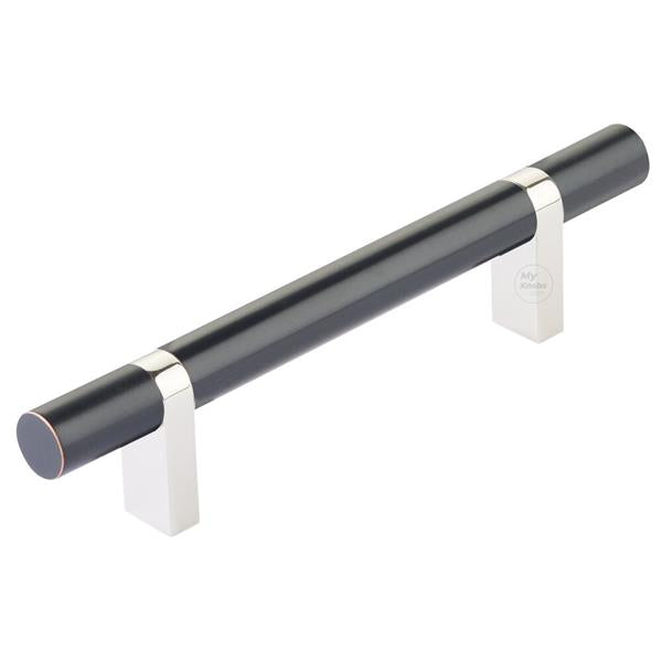 Emtek - Select Bar Cabinet Pull 4 Inch C-C, Rectangular Bar Stem, Smooth Bar