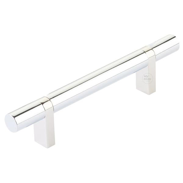 Emtek - Select Bar Cabinet Pull 4 Inch C-C, Rectangular Bar Stem, Smooth Bar