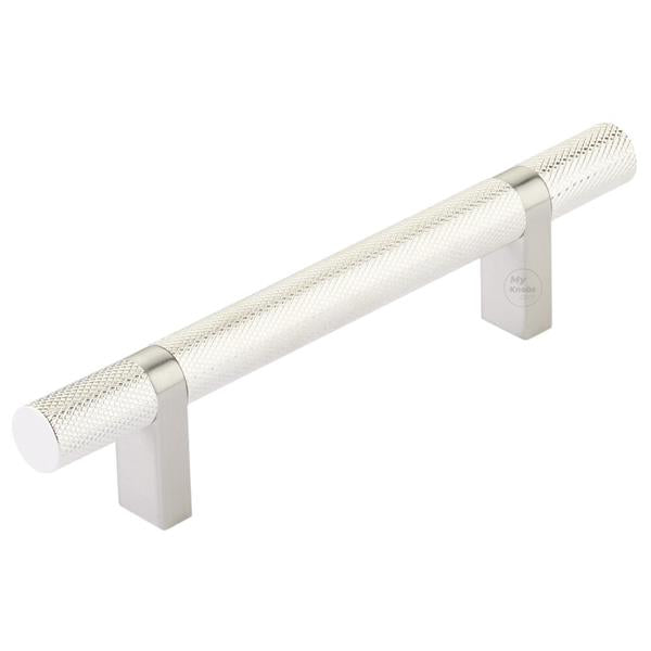 Emtek - Select Bar Cabinet Pull 4 Inch C-C, Rectangular Bar Stem, Knurled Bar