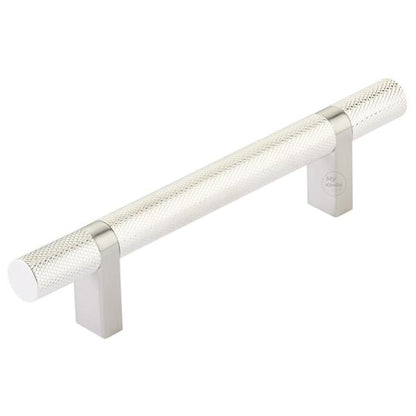 Emtek - Select Bar Cabinet Pull 4 Inch C-C, Rectangular Bar Stem, Knurled Bar