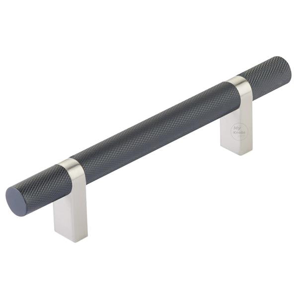 Emtek - Select Bar Cabinet Pull 4 Inch C-C, Rectangular Bar Stem, Knurled Bar