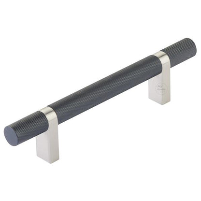 Emtek - Select Bar Cabinet Pull 4 Inch C-C, Rectangular Bar Stem, Knurled Bar