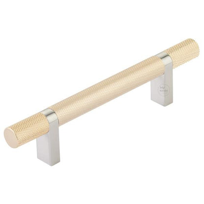 Emtek - Select Bar Cabinet Pull 4 Inch C-C, Rectangular Bar Stem, Knurled Bar