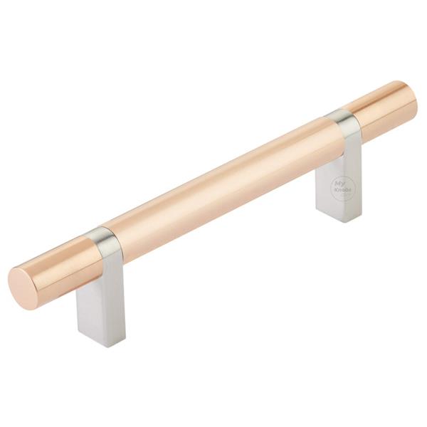 Emtek - Select Bar Cabinet Pull 4 Inch C-C, Rectangular Bar Stem, Smooth Bar