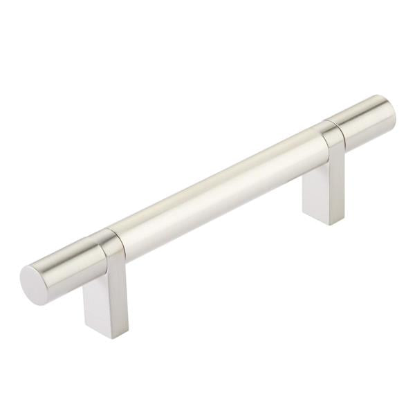 Emtek - Select Bar Cabinet Pull 4 Inch C-C, Rectangular Bar Stem, Smooth Bar