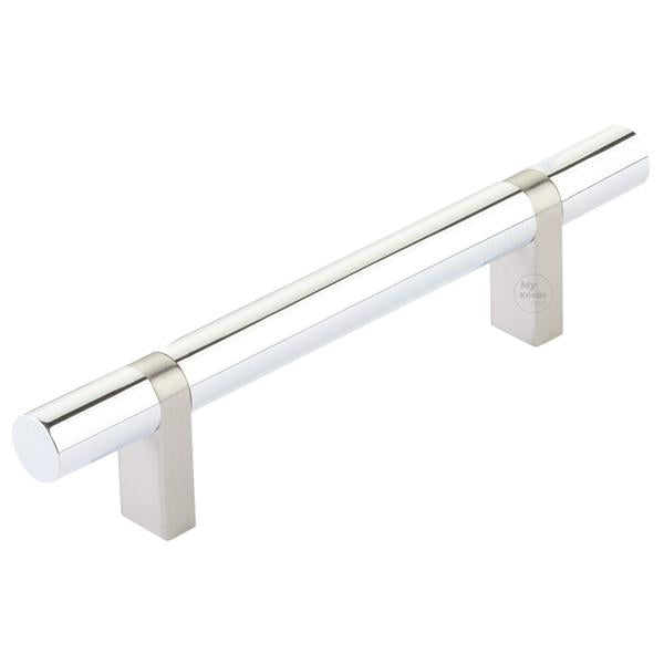 Emtek - Select Bar Cabinet Pull 4 Inch C-C, Rectangular Bar Stem, Smooth Bar