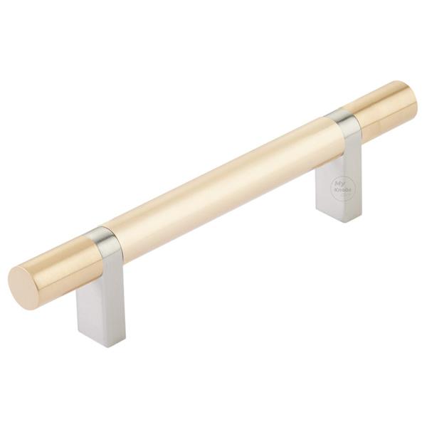 Emtek - Select Bar Cabinet Pull 4 Inch C-C, Rectangular Bar Stem, Smooth Bar