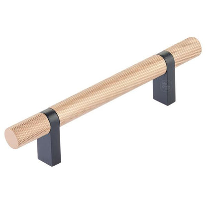 Emtek - Select Bar Cabinet Pull 4 Inch C-C, Rectangular Bar Stem, Knurled Bar