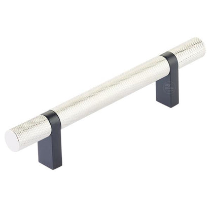 Emtek - Select Bar Cabinet Pull 4 Inch C-C, Rectangular Bar Stem, Knurled Bar