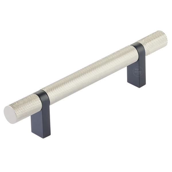 Emtek - Select Bar Cabinet Pull 4 Inch C-C, Rectangular Bar Stem, Knurled Bar