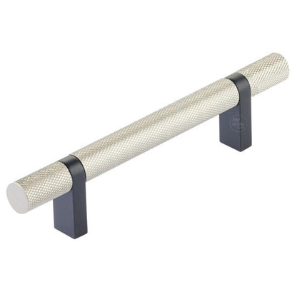 Emtek - Select Bar Cabinet Pull 4 Inch C-C, Rectangular Bar Stem, Knurled Bar