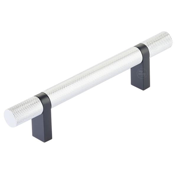 Emtek - Select Bar Cabinet Pull 4 Inch C-C, Rectangular Bar Stem, Knurled Bar