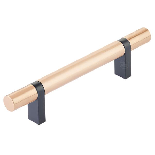 Emtek - Select Bar Cabinet Pull 4 Inch C-C, Rectangular Bar Stem, Smooth Bar