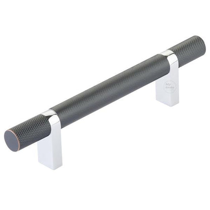 Emtek - Select Bar Cabinet Pull 4 Inch C-C, Rectangular Bar Stem, Knurled Bar