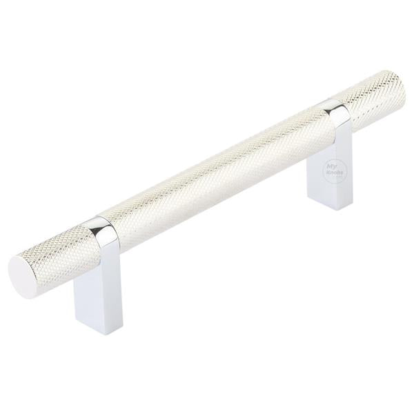 Emtek - Select Bar Cabinet Pull 4 Inch C-C, Rectangular Bar Stem, Knurled Bar