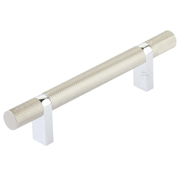 Emtek - Select Bar Cabinet Pull 4 Inch C-C, Rectangular Bar Stem, Knurled Bar