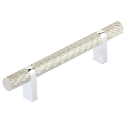 Emtek - Select Bar Cabinet Pull 4 Inch C-C, Rectangular Bar Stem, Knurled Bar