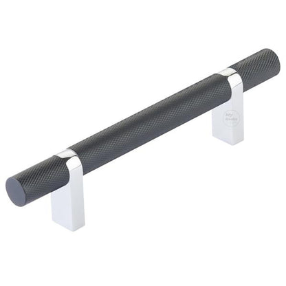 Emtek - Select Bar Cabinet Pull 4 Inch C-C, Rectangular Bar Stem, Knurled Bar