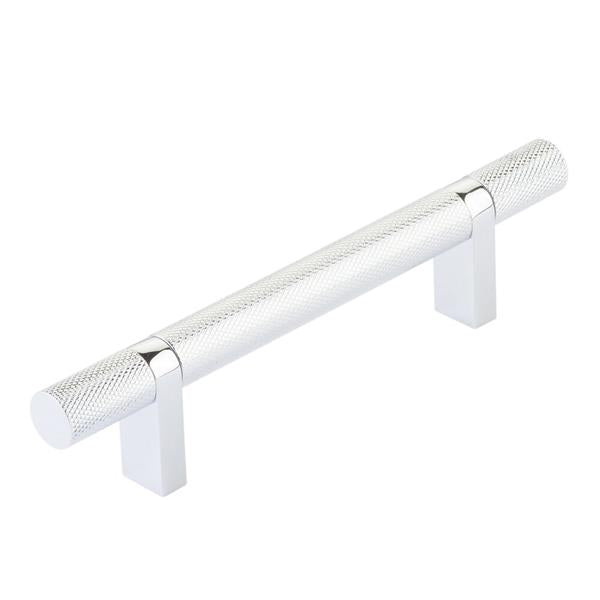 Emtek - Select Bar Cabinet Pull 4 Inch C-C, Rectangular Bar Stem, Knurled Bar