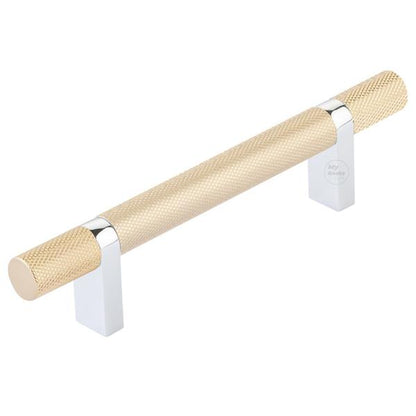 Emtek - Select Bar Cabinet Pull 4 Inch C-C, Rectangular Bar Stem, Knurled Bar