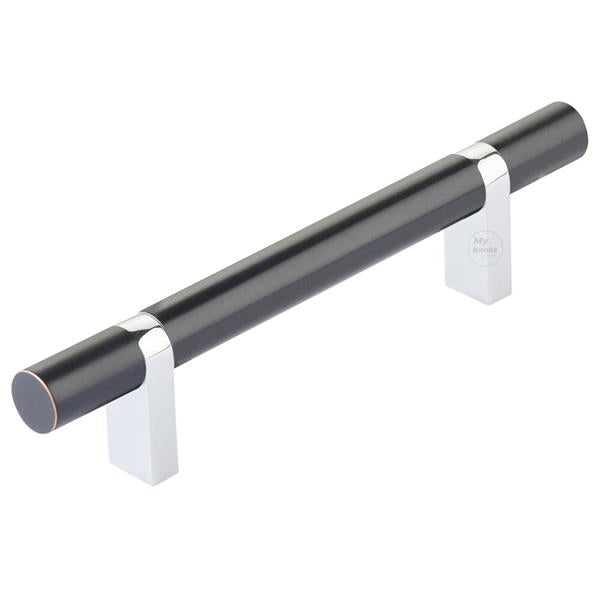 Emtek - Select Bar Cabinet Pull 4 Inch C-C, Rectangular Bar Stem, Smooth Bar