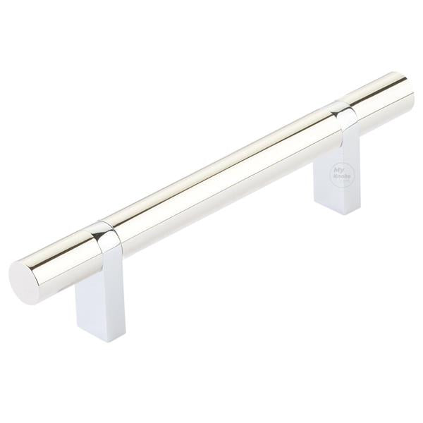 Emtek - Select Bar Cabinet Pull 4 Inch C-C, Rectangular Bar Stem, Smooth Bar