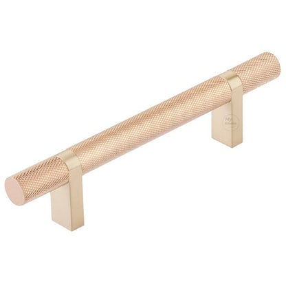 Emtek - Select Bar Cabinet Pull 4 Inch C-C, Rectangular Bar Stem, Knurled Bar