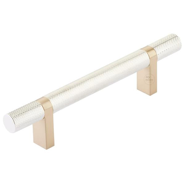 Emtek - Select Bar Cabinet Pull 4 Inch C-C, Rectangular Bar Stem, Knurled Bar