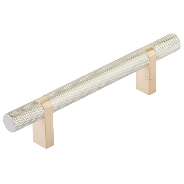 Emtek - Select Bar Cabinet Pull 4 Inch C-C, Rectangular Bar Stem, Knurled Bar