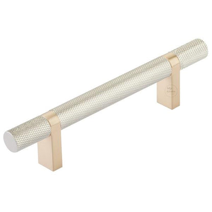 Emtek - Select Bar Cabinet Pull 4 Inch C-C, Rectangular Bar Stem, Knurled Bar