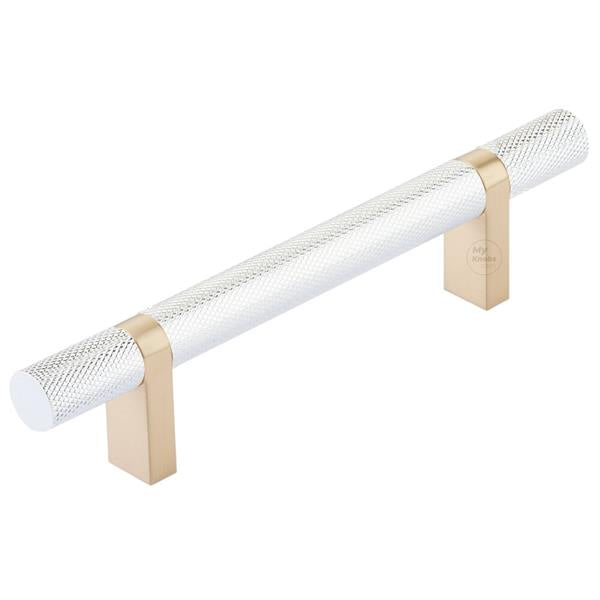 Emtek - Select Bar Cabinet Pull 4 Inch C-C, Rectangular Bar Stem, Knurled Bar