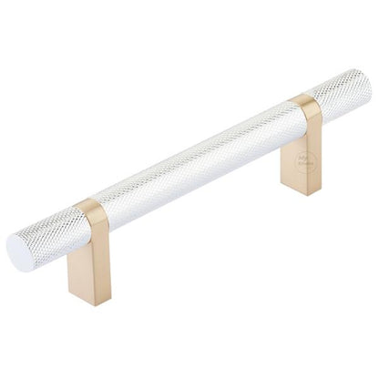 Emtek - Select Bar Cabinet Pull 4 Inch C-C, Rectangular Bar Stem, Knurled Bar