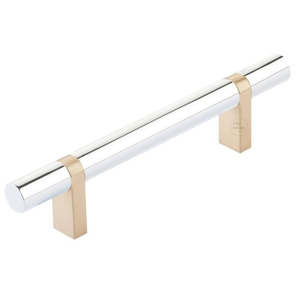 Emtek - Select Bar Cabinet Pull 4 Inch C-C, Rectangular Bar Stem, Smooth Bar